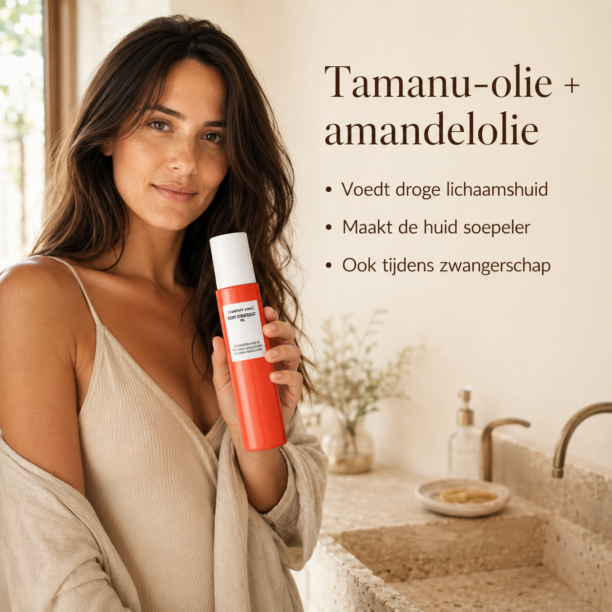 Last van striae, slappe huid of verlies van elasticiteit? De Comfort Zone Body Strategist Oil is een intensieve lichaamsolie met biologische tamanu-olie en zoete amandelolie die de huid compacter en soepeler maakt.