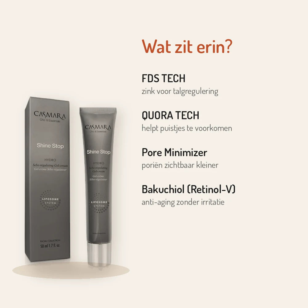 Ingrédients Casmara Sebo-Regulating Gel-cream 50ml : zinc, QUORA TECH, Pore Minimizer, bakuchiol