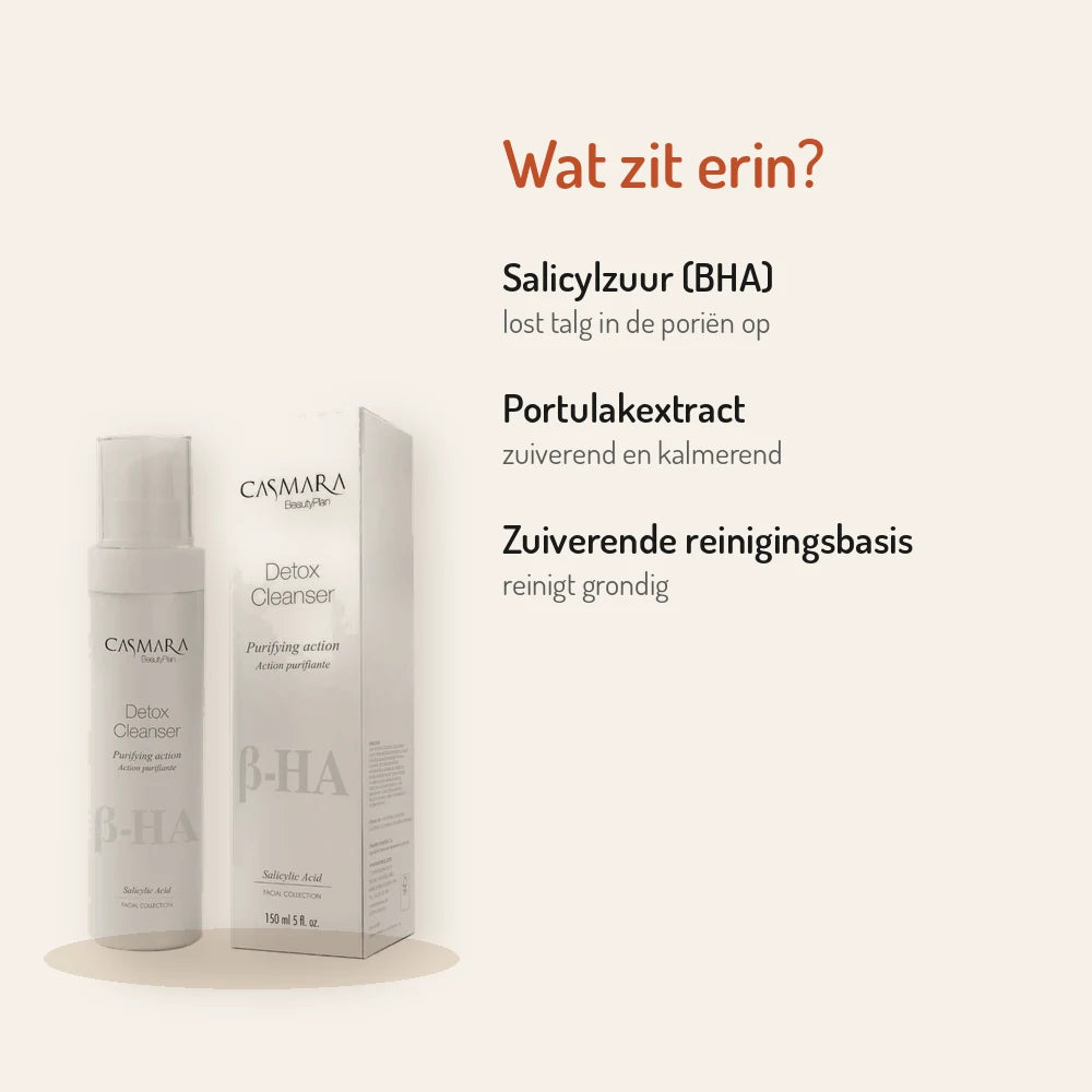 Ingrédients Casmara Detox Cleanser 150ml : acide salicylique, extrait de pourpier