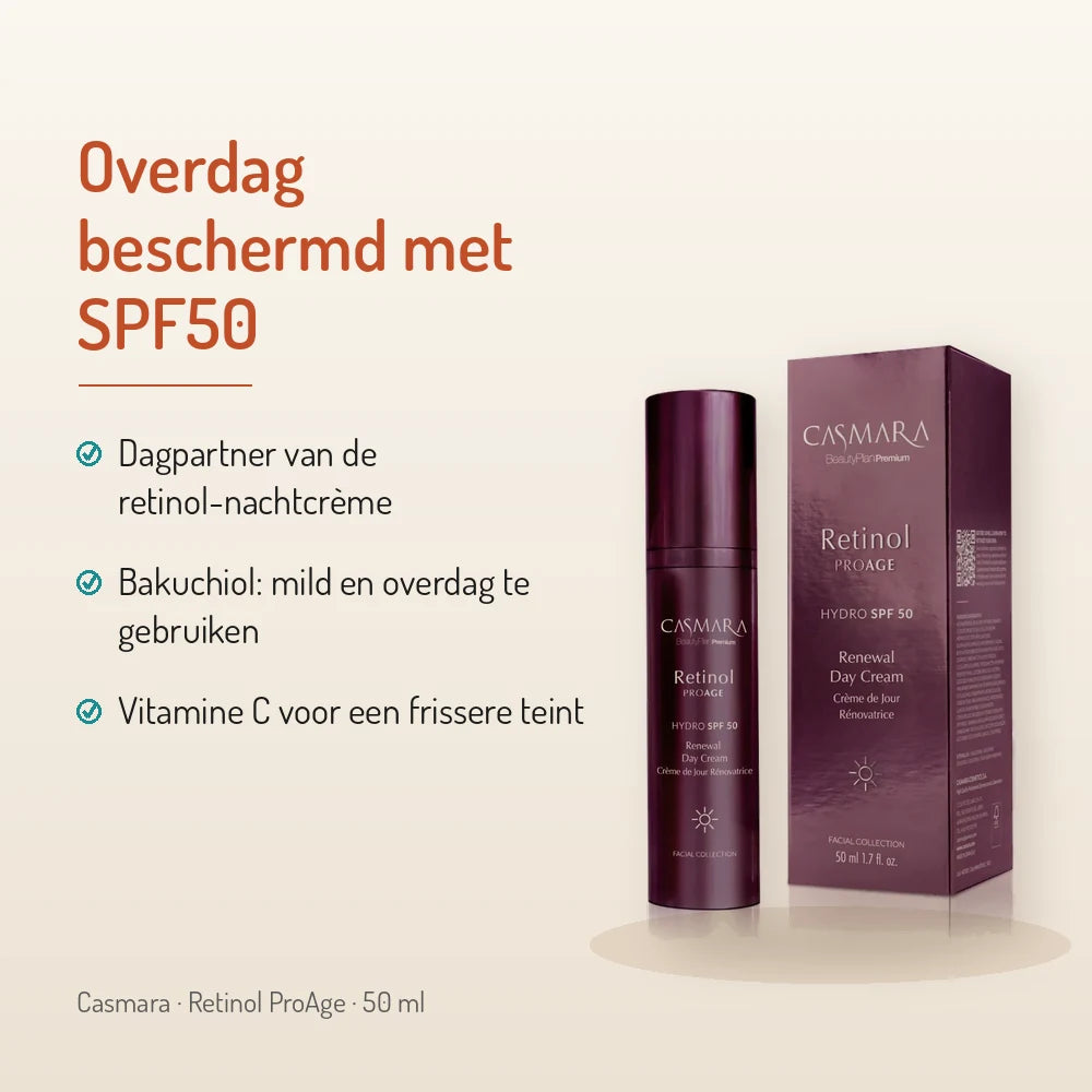 Casmara Retinol ProAge Renewal Day Cream SPF50 50ml : crème de jour SPF50 pour une routine au rétinol