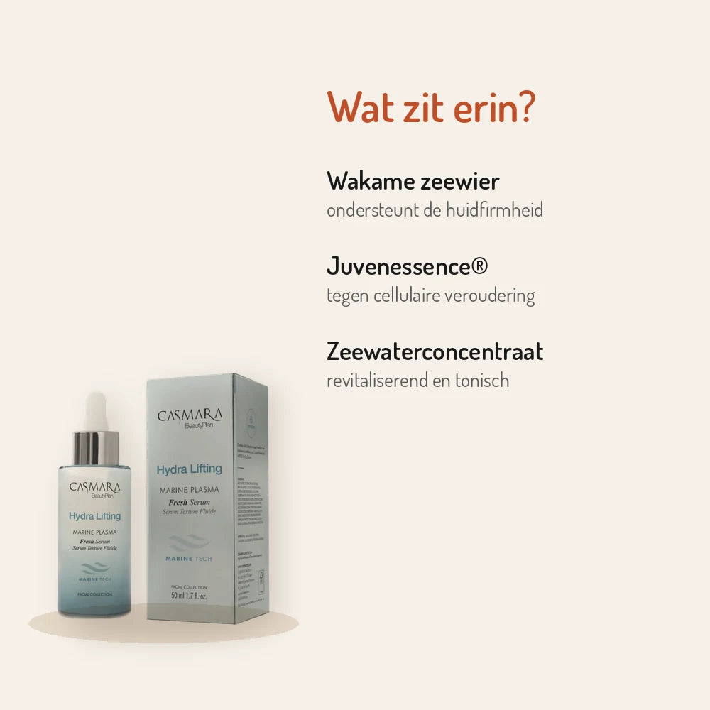 Ingrediënten Casmara Firming Fresh Serum 50ml: wakame zeewier, Juvenessence, zeewater