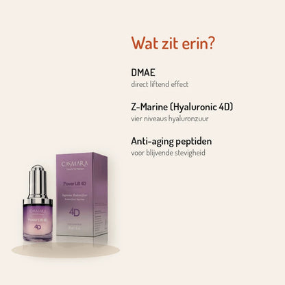 Ingrediënten Casmara Super Concentrate Power Lift 4D 30ml: DMAE, Hyaluronic 4D, peptiden