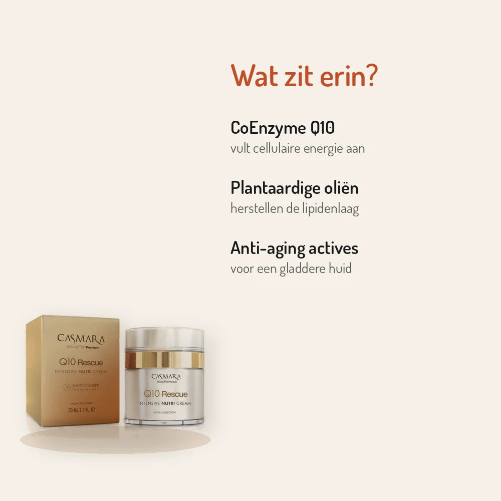 Ingrédients Casmara Q10 Rescue Nutri-cream 50ml : Q10, huiles végétales
