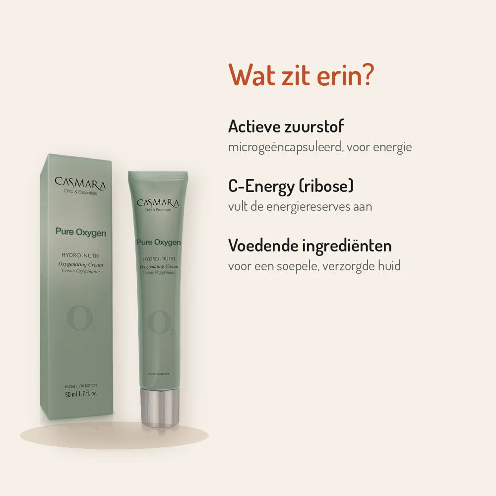 Ingrédients Casmara Hydro-Nutri Oxygenating Cream 50ml : oxygène actif, C-Energy, ingrédients nourrissants