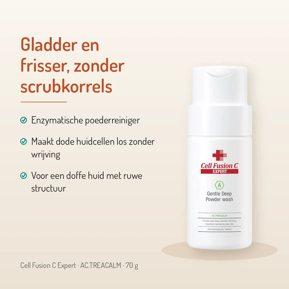 Cell Fusion C Gentle Deep Powder Wash 70gr, AC.TREACALM: gladder en frisser, zonder scrubkorrels
