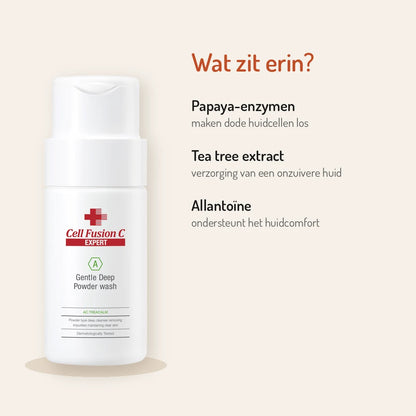 Ingrediënten Cell Fusion C Gentle Deep Powder Wash 70gr: papaya-enzymen, tea tree extract, allantoïne