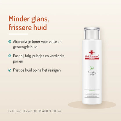 Cell Fusion C Purifying Toner 200ml, AC.TREACALM: minder glans, frissere huid