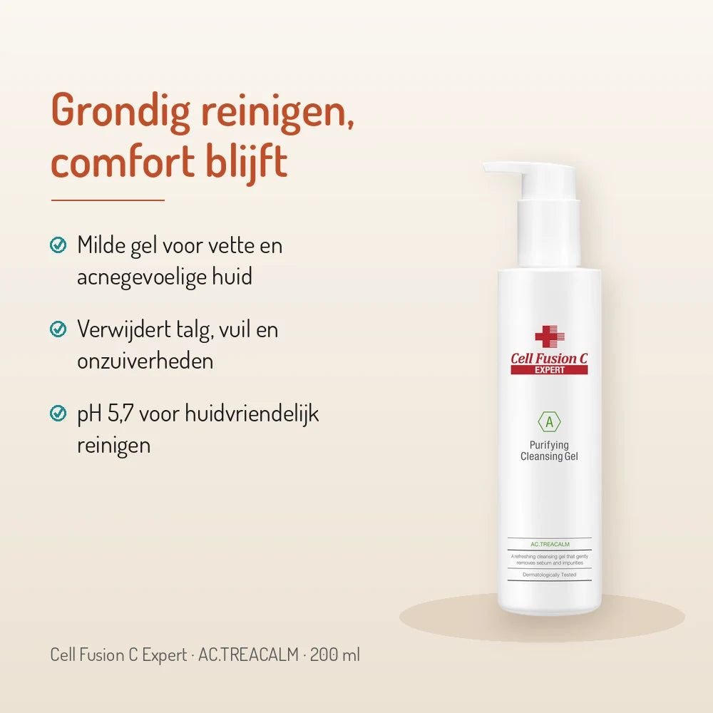 Cell Fusion C Purifying Cleansing Gel 200ml, AC.TREACALM : nettoyage en profondeur, tout en confort