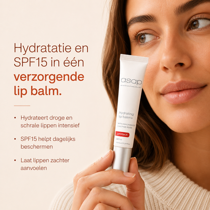 ASAP Hydrating Lip Balm+ is een hydraterende lipbalsem voor droge, schrale of snel trekkerige lippen.