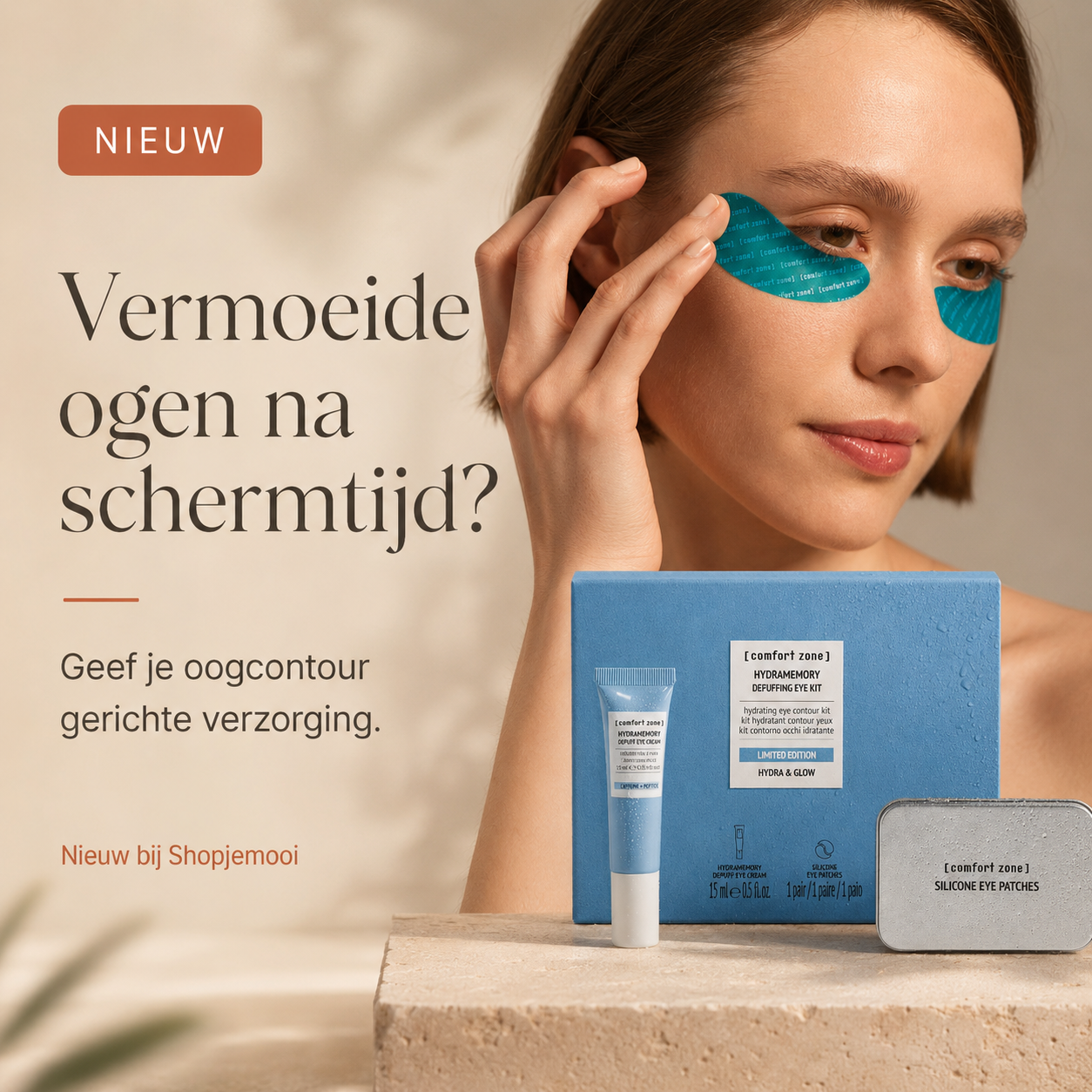 frist je oogcontour op als wallen en vermoeidheid zichtbaar zijn