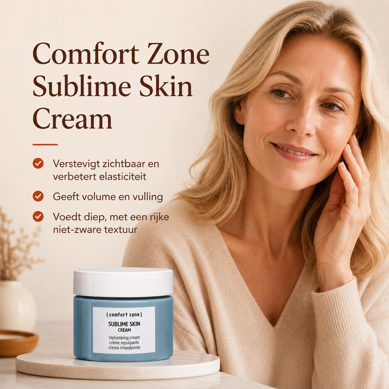 Comfort Zone Sublime Skin Cream | nourrit votre peau lorsqu'elle devient plus sèche et commence à perdre son volume