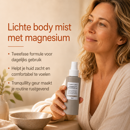 e Comfort Zone Tranquillity Magnesium Body Mist is een tweefasige aromatische spray met magnesiumzouten en glycerine die lichaam en geest helpen ontspannen