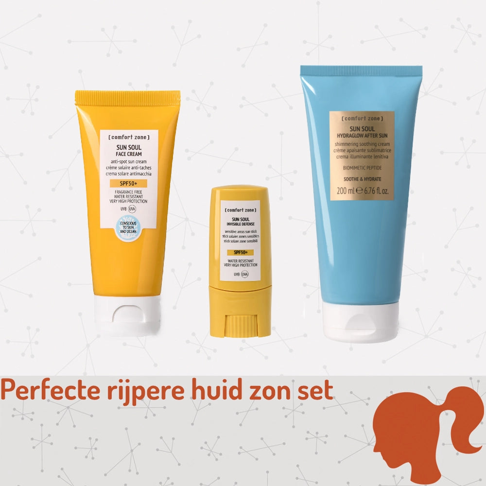 Comfort Zone Perfecte Zon Set Rijpere Huid — SPF50+ crème, stick en brightening aftersun