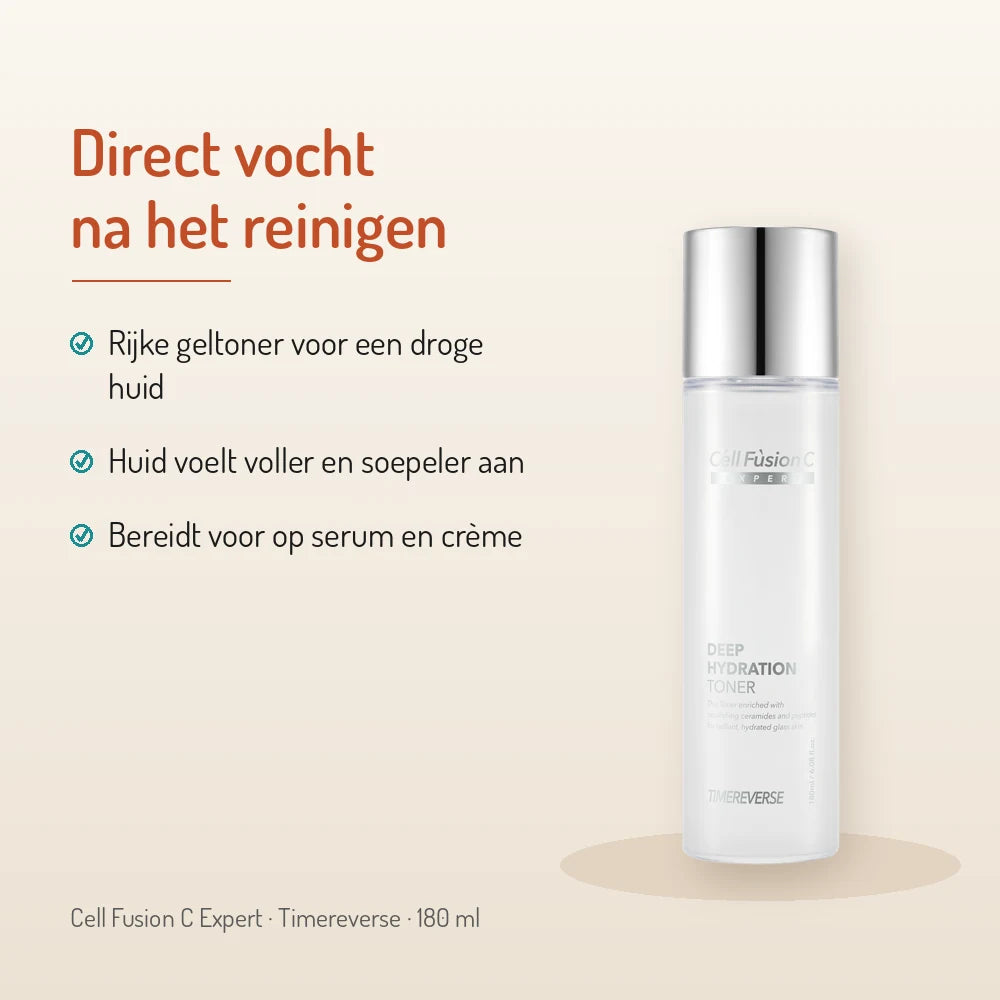Cell Fusion C Deep Hydration Toner 180ml, Timereverse: direct vocht na het reinigen